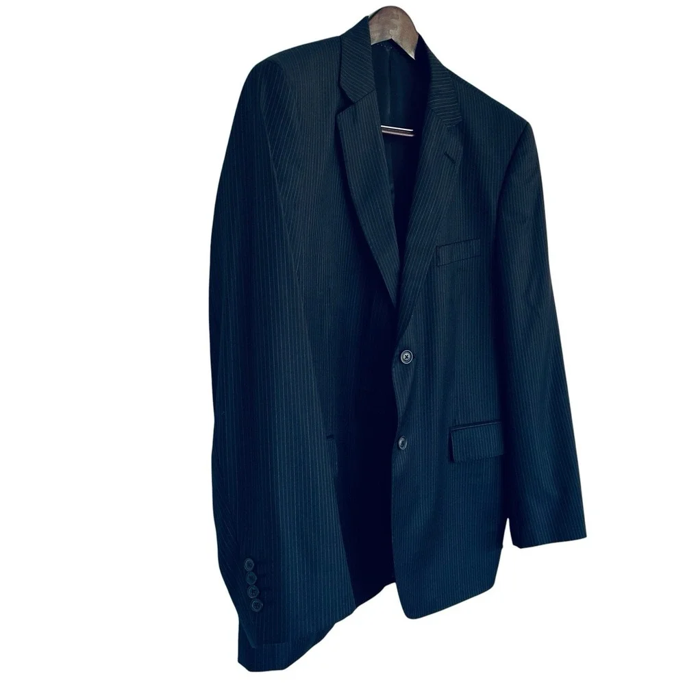 Polo Ralph Lauren Navy Blazer 44R Blue Gray Stripe Wool Reda Italy Double Vent